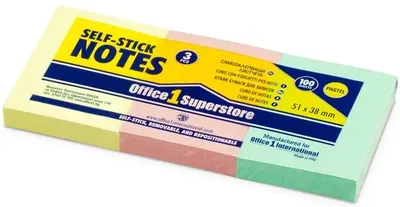 Notite adezive Stick'n - 38 x 51 mm, galbene, 3 x 100 file