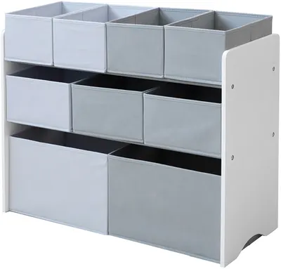 Organizator-raft pentru jucării Ginger Home - Cu 9 cutii, gri
