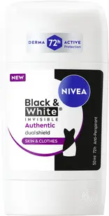 Stick anti-transpirație Nivea Black & White Invisible Authentic, 50 ml