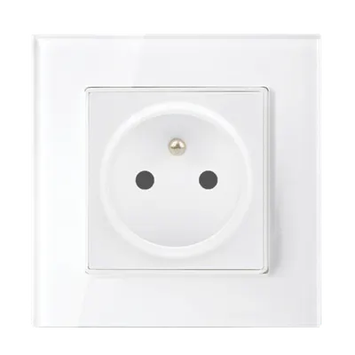 French Type Socket 16a Glass Frame White