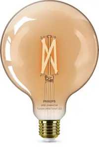 Bec inteligent Philips - Filament, 7W LED, E27, G125, Amber, dimmer