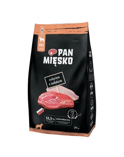 PAN MIĘSKO Hrana caini talie mica, cu vitel si curcan 20kg