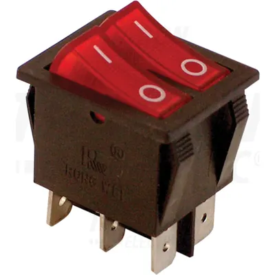 Intrerupator pentru aparate,P-O,2 circuite,rosu,(marcaj 0-I) TES-43 16(6)A, 250V AC