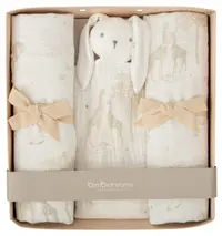 Set de scutece și jucărie de alint Bimbidreams - Noe, White/Linen