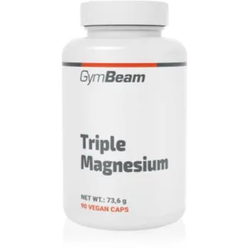 GymBeam Triple Magnesium capsule pentru susținerea funcționării normale a sistemului nervos, a mușchilor, a dinților și pentru reducerea nivelului de oboseală