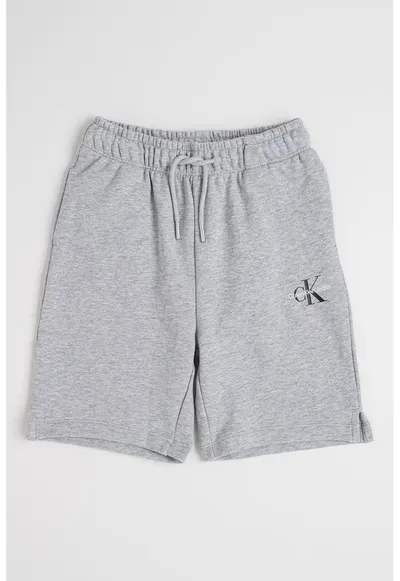 Pantaloni scurti de bumbac cu imprimeu logo discret - Gri melange