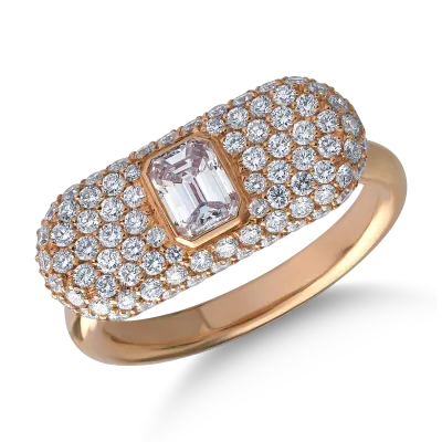 Inel din aur roz cu diamant octogonal de 0.5ct si diamante de 0.96ct