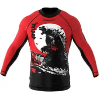 Rashguard arte marțiale mixte bărbați cu mâneci lungi Zilla Roșu Granat