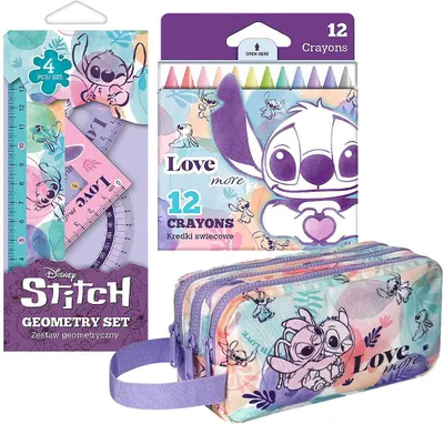 Set școlar Cool Pack Stitch - Penar și rechizite de desen, cu creioane colorate Colorino