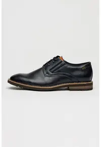 Pantofi derby din piele ecologica cu insertie elastica - Albastru ultramarin/Gri carbune