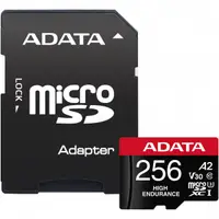 Card Memorie microSDXC Adata High Endurance, 256Gb, Clasa 10 / UHS-1 U3, Cu Adaptor AUSDX256GUI3V30SHA2-RA1