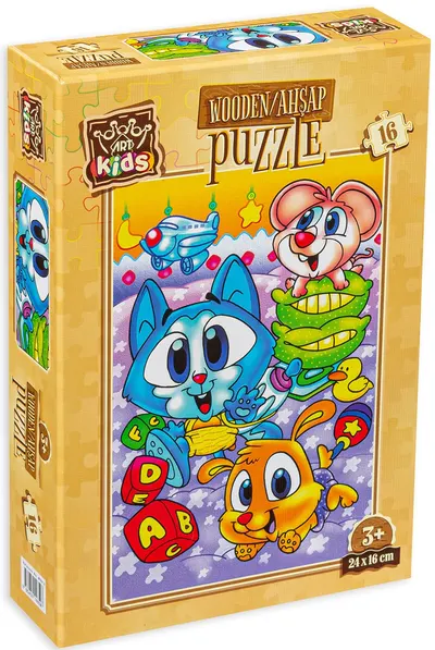 Puzzle din lemn Art Puzzle din 16 de piese - Animale drăguțe