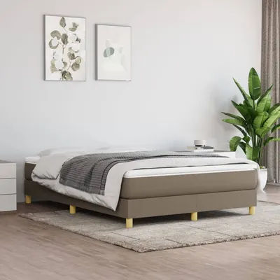 vidaXL Cadru de pat cu arcuri, gri taupe, 140x200 cm, textil
