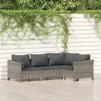 Gossi set mobilier de gradina cu perne, 4 piese, gri, poliratan