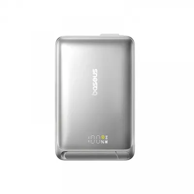 Baterie Externa Wireless Baseus Nomos, 10000mAh, 45W, PD + FQI, 1 x QI - 2 x USB-C, Gri P10078800843-00