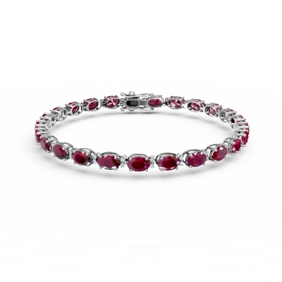 Bratara tennis din aur alb cu rubine ovale de 7.66ct si diamante de 0.23ct