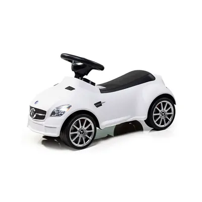 Vehicul ride-on, BabyTrold, Model Mercedes, Claxon pe volan, 18 luni+, Sustine 25 kg, 67x29x37 cm, Alb