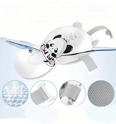 Set cadita pentru copii Little Mom Panda Splash Black, design inovator ultra-pliabil cu pernuta detasabila , termometru display digital incorporat, dop scurgere, picioruse antiderapante