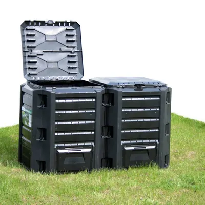 vidaXL Compostor de grădină, negru, 380 L