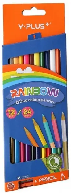 Creioane colorate duble Y-Plus Rainbow - 12 bucăți