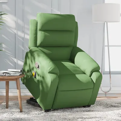 vidaXL Fotoliu de masaj cu ridicare, verde deschis, catifea