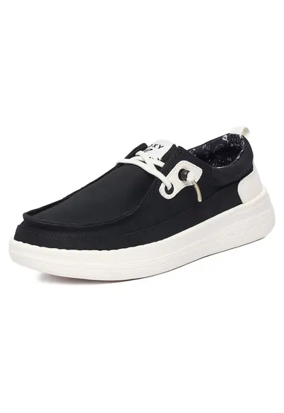 Mocasini dama negru - material textil - varf rotund - casual