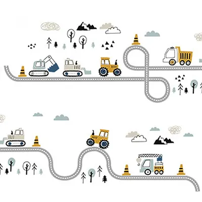 Sticker decorativ pentru copii autoadeziv Tractorase 32x144 cm