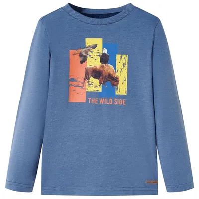 Tricou copii mâneci lungi albastru melanj 116
