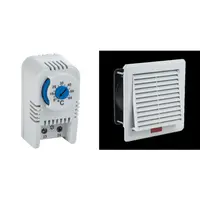 Pachet Termostat Mecanic 0-60°C si Ventilator cu Filtru 160x160mm 100m3/h pentru Tablou Electric