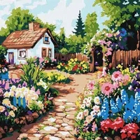 Set pentru pictură după numere Ideyka - Paturi de flori colorate, 30 x 30 cm