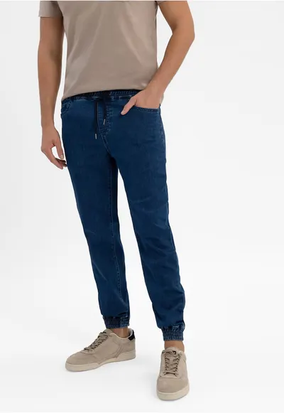Blugi jogger barbati cu talie ajustabila - regular fit - 5 buzunare - D-Rogger - albastru inchis - Albastru inchis