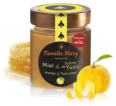 Miere de albine din flori franceze cu coajă de yuzu, 170 g, Famille Mary