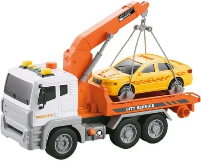 Jucărie Felyx Toys - City Service, camion cu macara și mașină