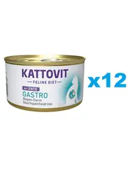 KATTOVIT Feline Diet Gastro Duck hrana umeda dietetica pentru pisici cu afectiuni gastrointestinale, cu rata 12 x 85 g