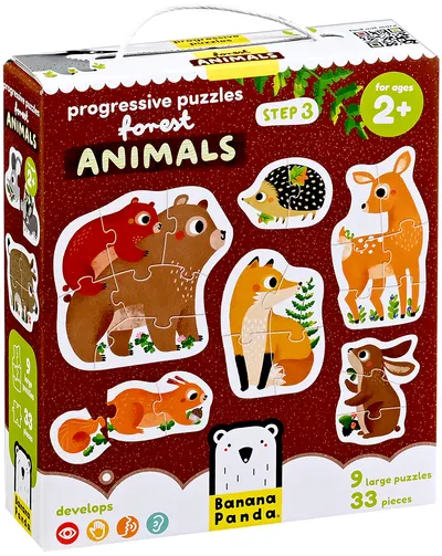 Puzzle pentru copii Banana Panda 9 în 1 - Animalele din pădure