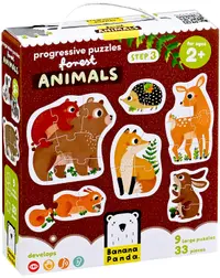 Puzzle pentru copii Banana Panda 9 în 1 - Animalele din pădure