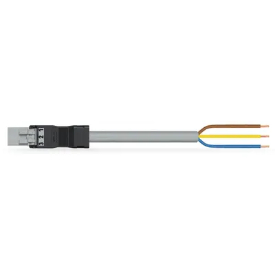 pre-assembled connecting cable; Eca; Plug/open-ended; 3-pole; Cod. B; 4m; 1,00 mm²; gray