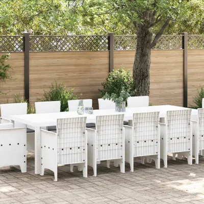 vidaXL Set de masă pentru grădină 13 buc. Alb Rattan sintetic și metal