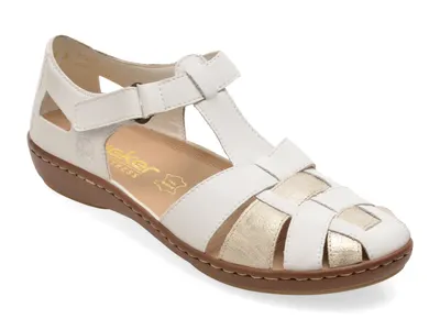 Pantofi RIEKER albi, 45869, din piele naturala