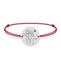 Sisters- Bratara snur personalizata cu banut din argint 925 pentru surori