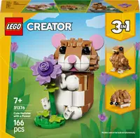 Constructor LEGO Creator 3 în 1 - Hamster drăguț cu floare (31376)