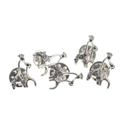 Set 5 brose martisor girafe argintii