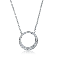 Lant cu pandantiv rotund din aur alb cu diamante de 0.33ct