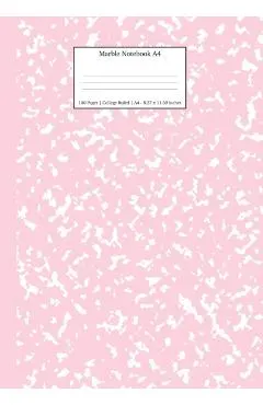 Marble Notebook A4: Pastel Pink College Ruled Journal