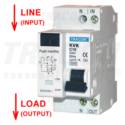 Disjunctor cu protectie diferentiala, 2P, 2 module, curba C KVK-10/30 10A, 300mA, 3kA, AC, E3
