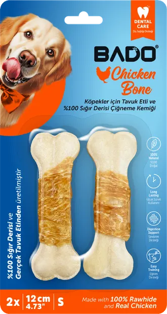 Recompense câini, Bado, os piele presată vită & pui, 2 buc Engros