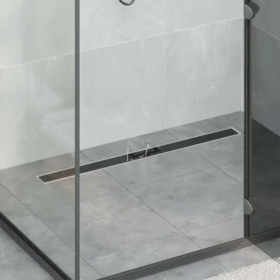 vidaXL Drenaj pentru duș cu capac din sticlă Negru 100 cm