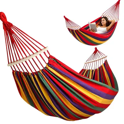 Set 2 x Hamac cu bara de lemn pentru o vara relaxanta