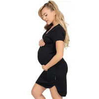 Camasa alaptat, Mona, Din bumbac, Cu capse pe mijloc, Masura L, Black