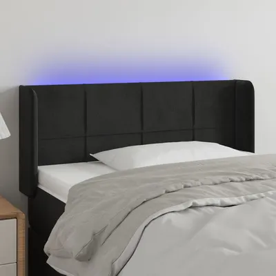 vidaXL Tăblie de pat cu LED, negru, 83x16x78/88 cm, catifea